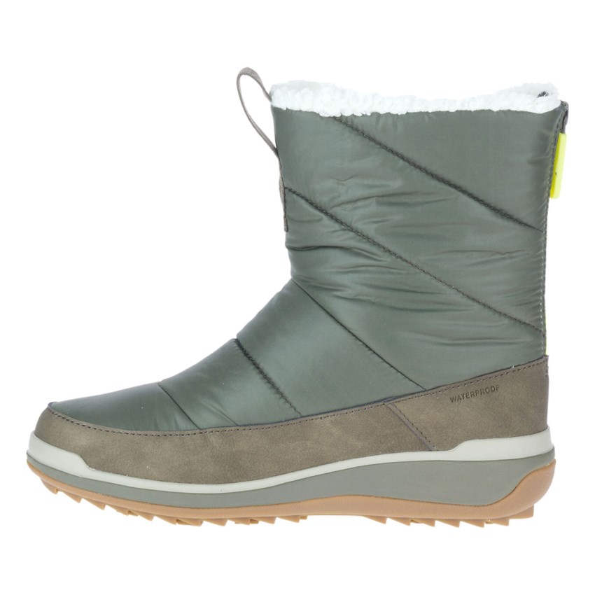 Bottes Merrell Snowcreek Sport Mid Zip Polar Waterproof Vert Olive Femme | K.R.SAQI